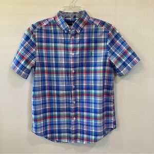 Ralph Lauren Boys Sz L (14-16) Plaid Button Front Short Sleeve Shirt